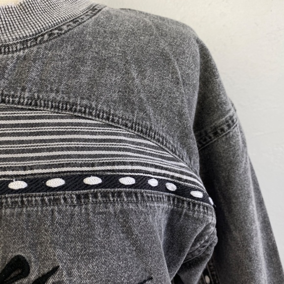 Zeppelin Womans Gray Sweatshirt Medium Cotton Distressed Pockets Logo Hip Hop - Picture 4 of 15